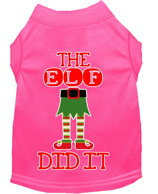 The Elf Did It Screen Print Dog Shirt Bright Pink XXL